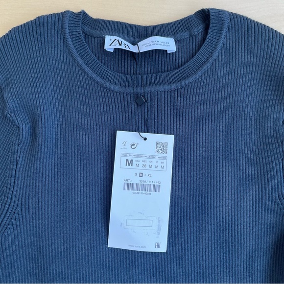 NWT Zara Fitted Ribbed Knit Top - Picture 3 of 4